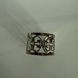 Tory Burch Silver Logo Cuff Bracelet